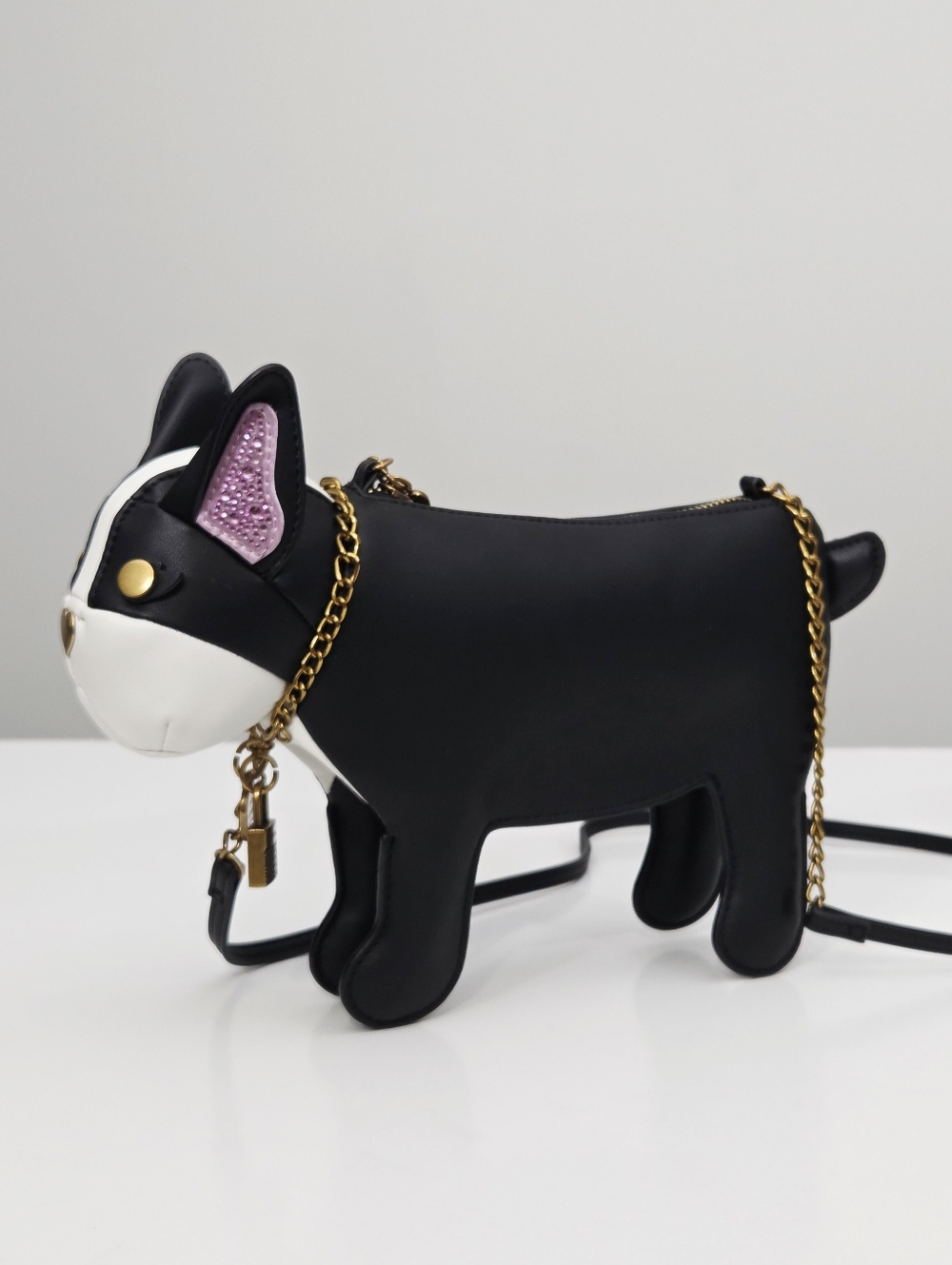 BETSEY JOHNSON KITSCH FRENCHY DOG CROSSBODY BAG WITH REMOVABLE CHARM BRACELET - Picture 7 of 9